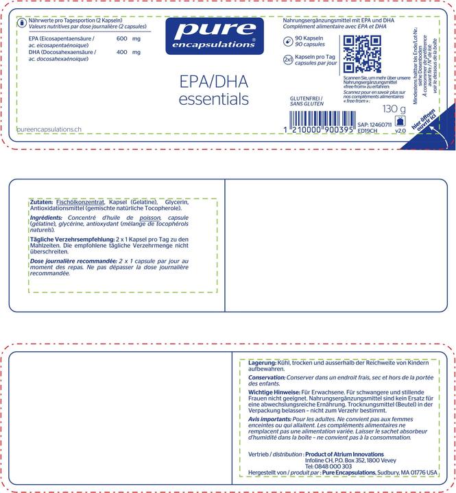 Nährwerte und Zutaten Pure encapsulations EPA DHA Kapsel (90 Stück, Kapseln, 174 g)