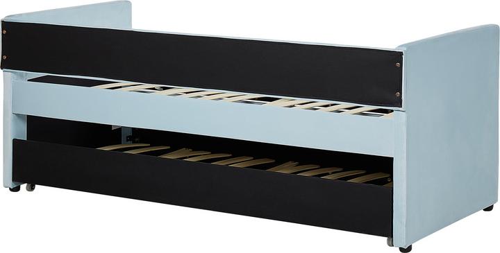 Actual product image Beliani Daybed extendable velvet fabric light blue slatted frame 90 x 200 cm TROYES (90 x 200 cm)