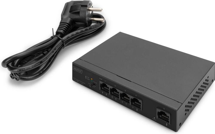 Productafbeelding Digitus Gigabit Ethernet PoE Switch 4-poorts PoE + 1-poorts uplink, 60W PoE Budget (4 Havens)