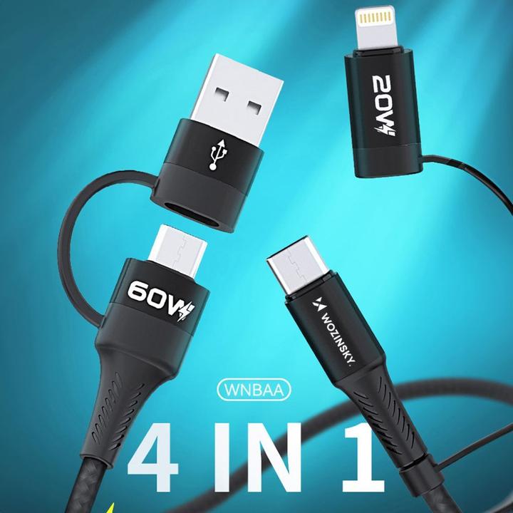 Immagine prodotto Wozinsky WNBAA 4in1 2x USB-C 1x USB-A 1x Lightning 60W 1 m - nero (1 m, USB 2.0, 60 W)