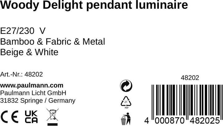 Nährwerte und Zutaten Pauleen Woody Delight (E27, 0 lm)