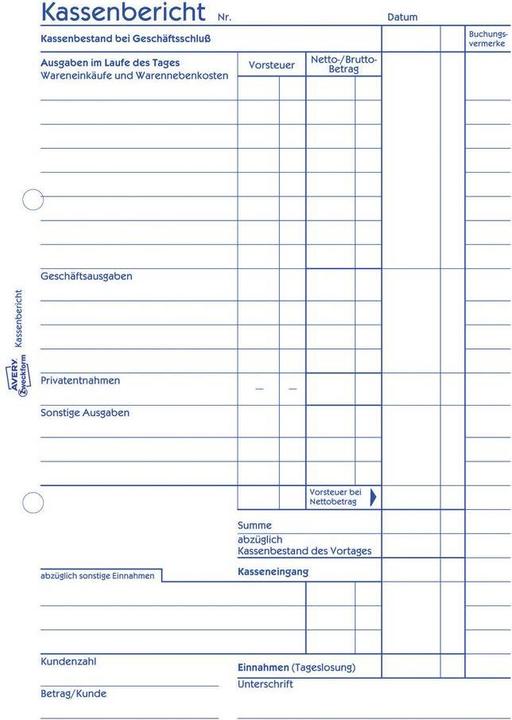 Produktbild Avery Kassenbericht, A5 (50 x)