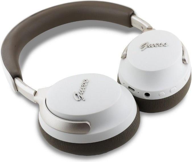 Produktbild Guess PU-Leder Script Logo ANC/ENC Kabellose Kopfhörer Bluetooth Headset - Beige (ANC, 32 h, Kabellos)