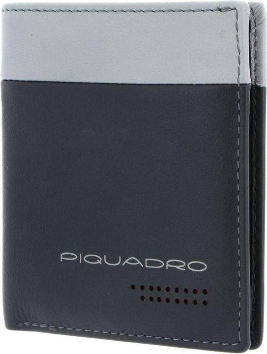 Actual product image Piquadro Leather Wallet, For Back And Credit Cards, Black, Gray