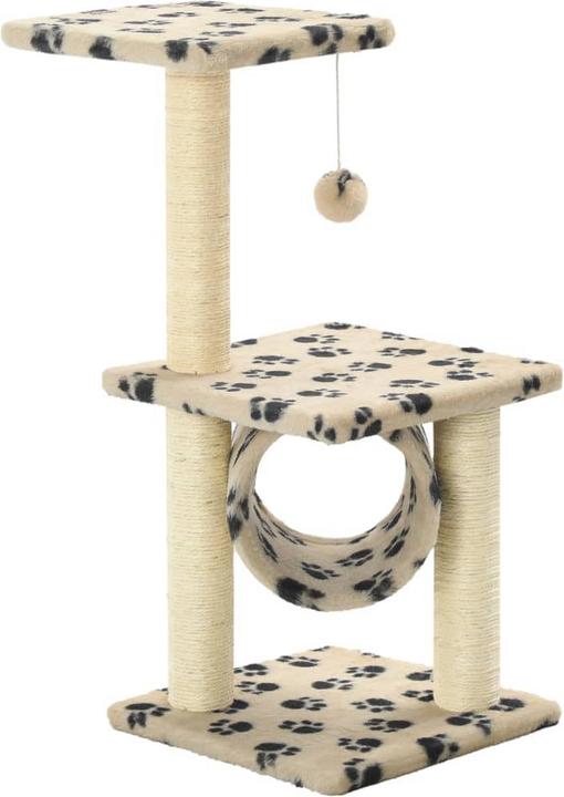 Produktbild VidaXL Katzen Kratzbaum (65 cm, Beige mit schwarzem Pfoten-Aufdruck)