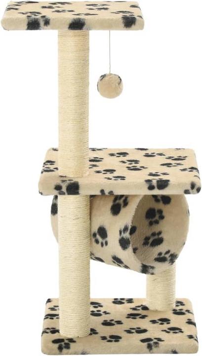 Produktbild VidaXL Katzen Kratzbaum (65 cm, Beige mit schwarzem Pfoten-Aufdruck)