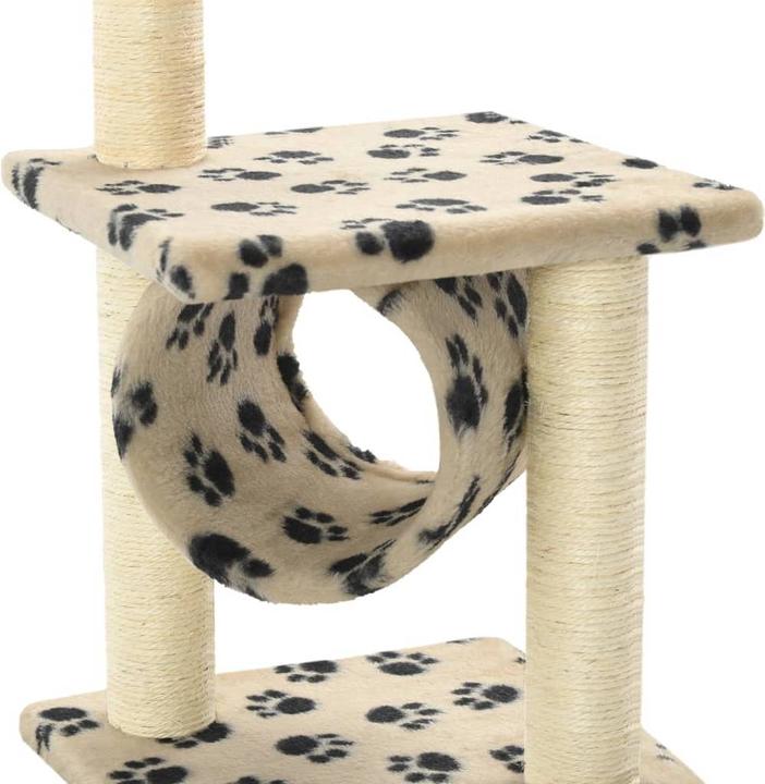 Produktbild VidaXL Katzen Kratzbaum (65 cm, Beige mit schwarzem Pfoten-Aufdruck)