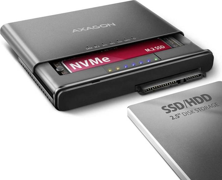 Actual product image Axagon ADSA-CC USB-C - NVMe M.2 SSD & SATA 2.5"/3.5" SSD/HDD CLONE MASTER (M.2 2280, M.2 2260)
