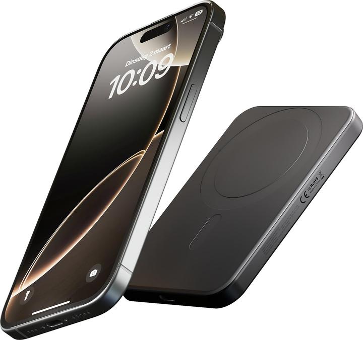 Produktbild Zens Slim Qi2 Al Powerbank 5000mAh Black (5000 mAh, 15 W, 19.25 Wh)