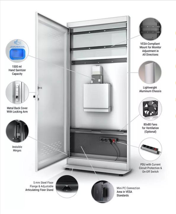 Produktbild DSS Hygienebox Stele, 24", weiss, inkl. Monitor