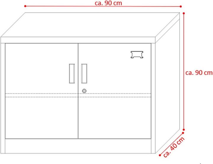 Immagine prodotto Jet-Line Mobili per ufficio Armadio per archiviazione KIEW rosso-grigio scuro 90x40x90cm in metallo