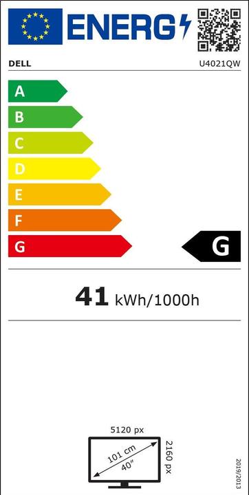 Energielabel Dell UltraSharp U4021QW (5120 x 2160 pixels, 39.70")