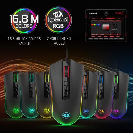 Produktbild Redragon M711 COBRA Maus rechts USB Typ-A Optisch 10000 DPI (Kabelgebunden)
