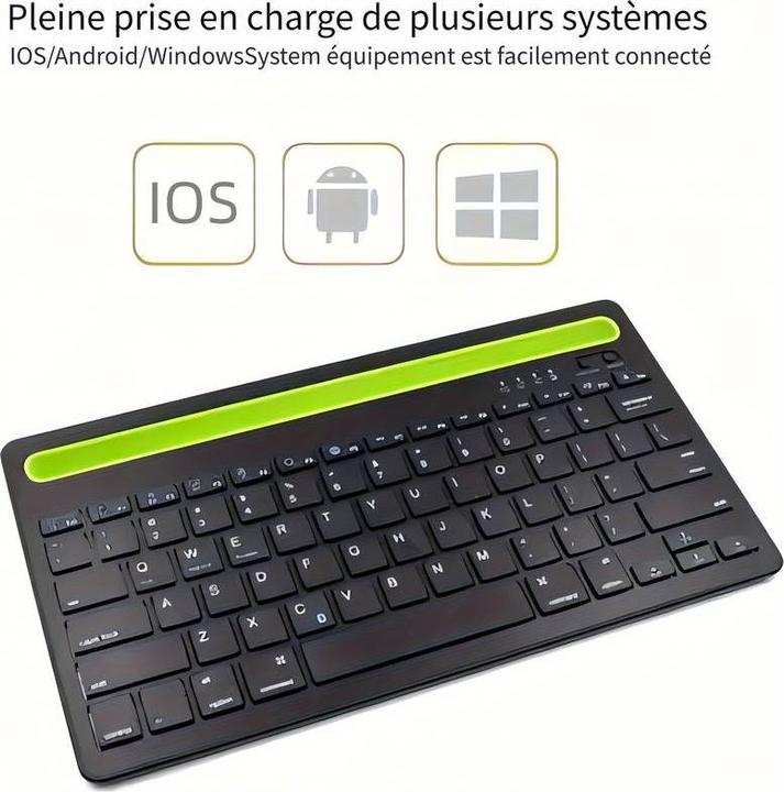 Image du produit PhoneLook Clavier sans fil Bluetooth 3.0 ultra-mince Android & iOS rechargeable USB & switch multi-connexion ( (ING. Int., Sans fil)