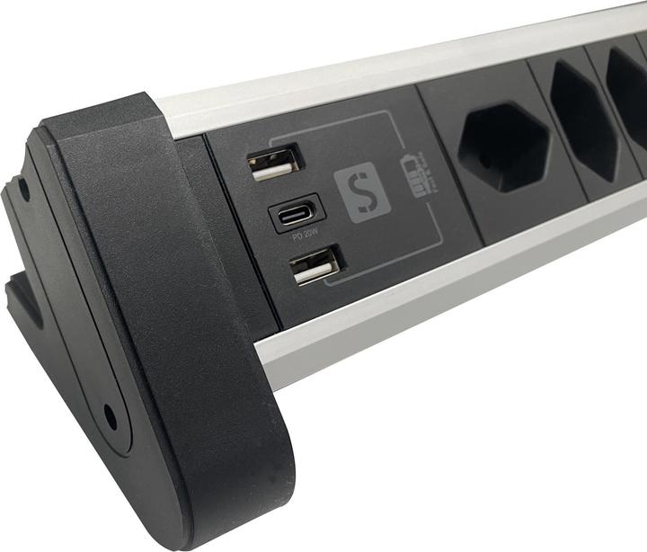Actual product image Schönenberger ALU table socket strip (7 x, Type 13, 2 m)
