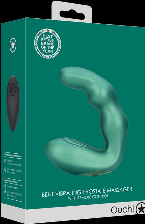 Produktbild Ouch! Bent Vibrating Prostate Massager with Remote Control - Metallic Green