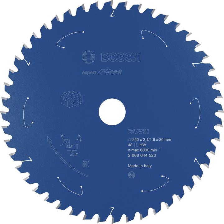 Produktbild Bosch Professional Zubehör Akku-Kreissägeblatt Expert for Wood, 250 x 2,1/1,6 x 30, 48 Zähne