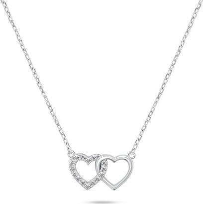 Brilio Silver - Delicate Silver Linked Hearts Necklace NCL117W