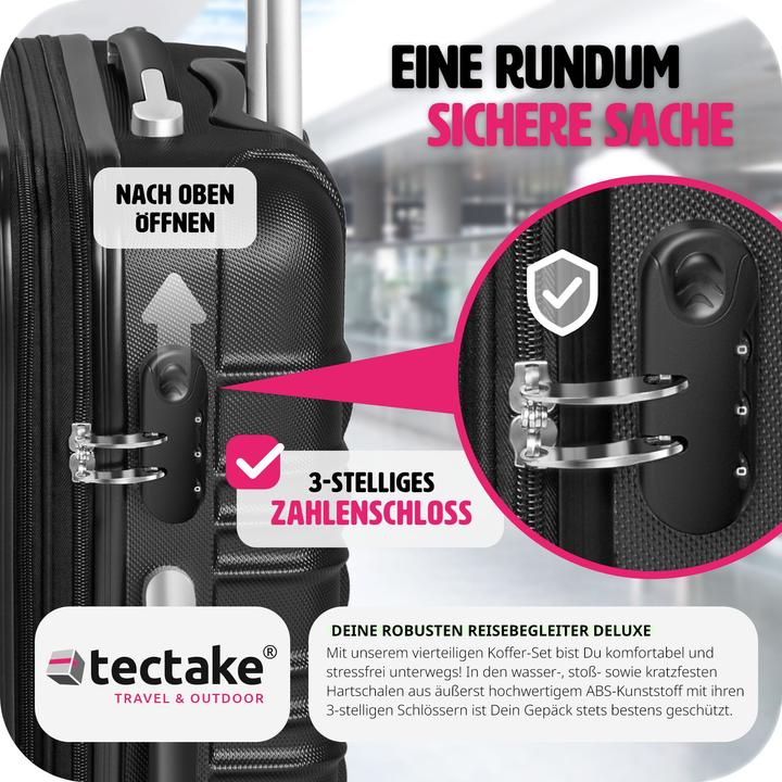 Image du produit tectake Set de 4 Valises (106 l, Bagage à main (jusqu'à 50l), M (50 - 90l), L (90 - 115l), XL (à partir de 115l))