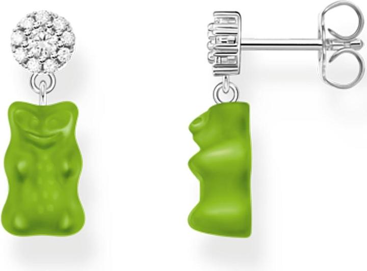 Thomas Sabo Ohrstecker mit grünen Goldbären Silber (925er Silber)