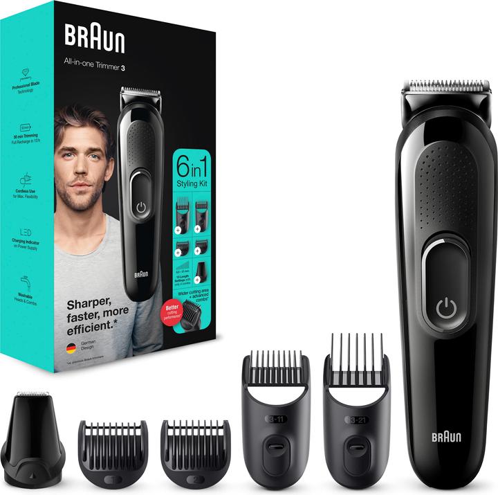 Produktbild Braun Multi-Grooming-Kit 3 MGK3335, 6-in-1 Barttrimmer für Herren, 5 Aufsätze