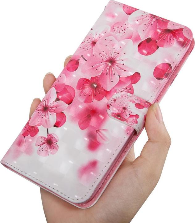 Produktbild Cover-Discount iPhone SE / 8 / 7- Etui Ledertasche Pink Flower Glitzer Effekt (Apple iPhone 7, Apple iPhone 8)