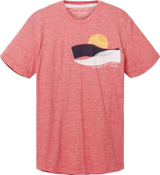 Tom Tailor T-Shirt Gestreiftes Kurzarmshirt mit Rundhalsausschnitt und Foto-Print