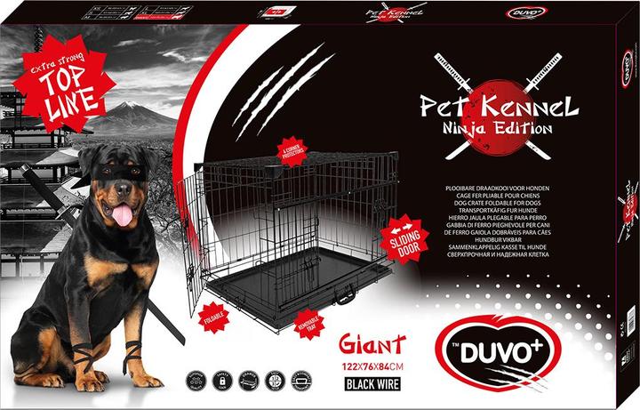 Actual product image EBI Duvo+ wire cage Ninja Edition with sliding door (Dog, Foldable, Reflectors)