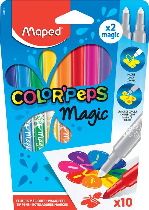 Image du produit Maped Crayons-feutres Magic Color Peps 8 pièces + 2 Magic (8 couleurs, 12 x)