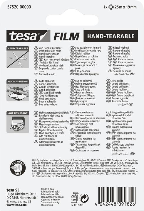 Actual product image tesa tesafilm adhesive tape can be torn by hand (19 mm)