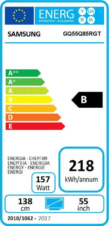 Etichetta energetica Samsung GQ55Q85RGTXZG (55", QLED, 4K, 2019)
