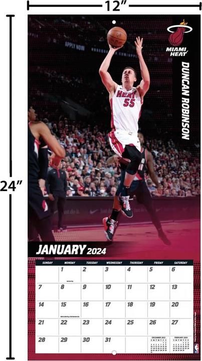 Immagine prodotto NBA - Miami Heat - 30,5 x 30,5 cm Calendario da parete 2024 (Francese, Italiano, Spagnolo, Tedesco, Inglese)