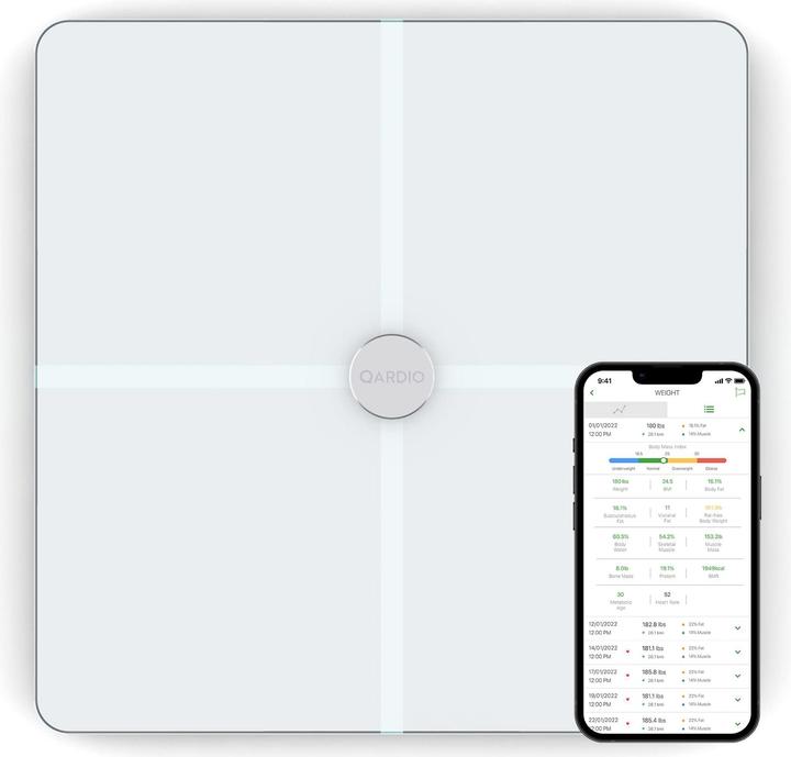 Image du produit Qardio Base X Smart WiFi Scale et composition corporelle complète (180 kg)