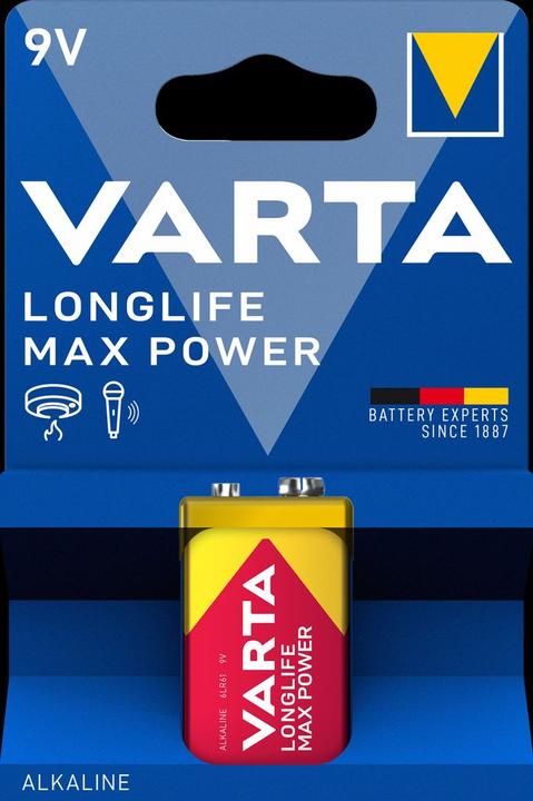 Image du produit Varta Longlife Max Power 9V battery (1 pcs, AAAA)