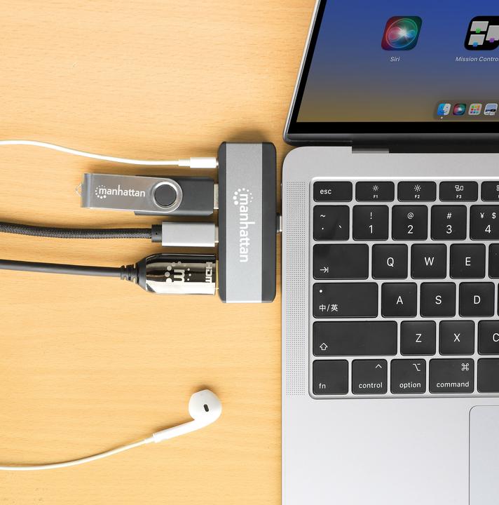 Actual product image Manhattan USB-C PD to HDMI 4-in-1 mobile docking station for laptop and tablet (USB-C, 1 Ports)