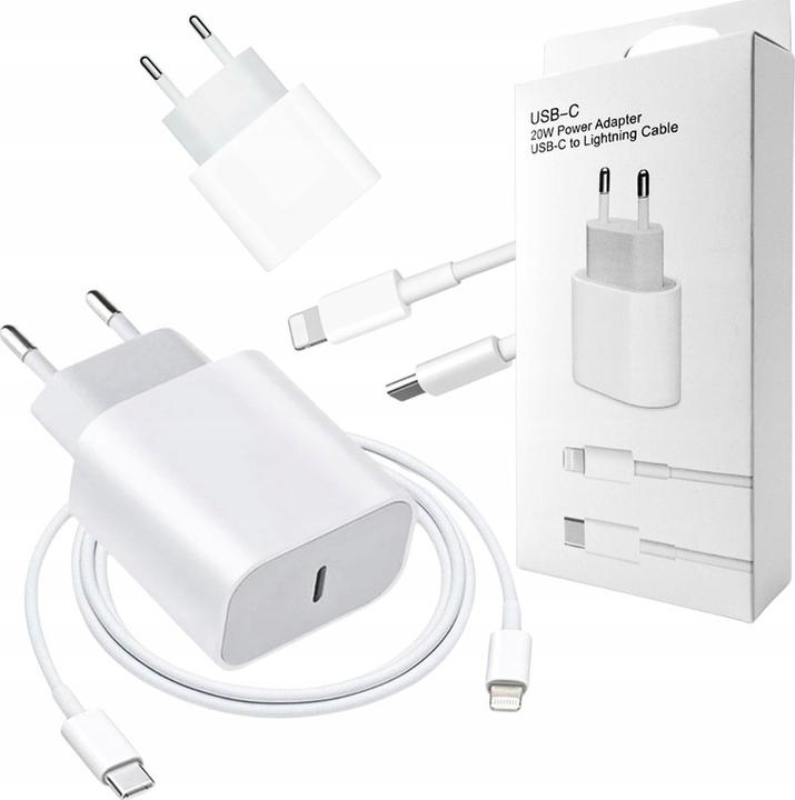 Produktbild Ecobox 20w Wandladegerät Weiss Typ-C Pd + Iphone USB-C Auf Lightning Kabel App Box 2a 1m