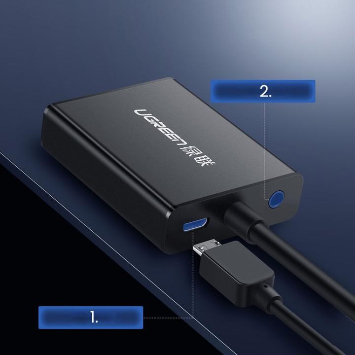Image du produit Ugreen Adaptateur HDMI vers VGA Convertisseur avec audio (1 m, VGA)