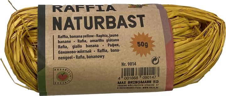 Actual product image Folia Bringmann Natural Bast Raffia 50g Banana Yellow (Gift ribbon, 1 x)