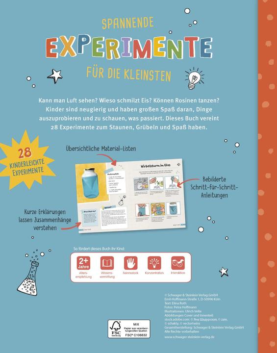 Produktbild Experimente-Buch für Kinder ab 2 Jahren. 28 einfache Experimente für jeden Tag (Deutsch, Elina Roth, 2022)