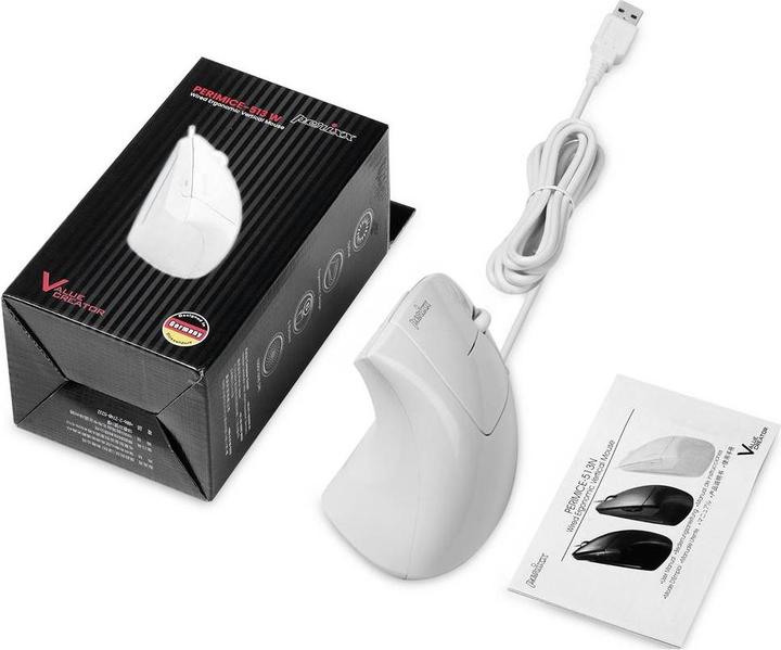 Actual product image Perixx PERIMICE-513 W Ergonomic Mouse Wired Optical White 6 buttons 1 (Cable)