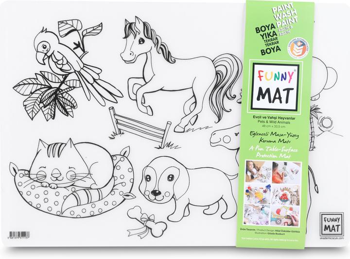 Actual product image Funny Mat Set of reusable colouring pages pets and wild animals, set of 2 (23 x 48 cm)