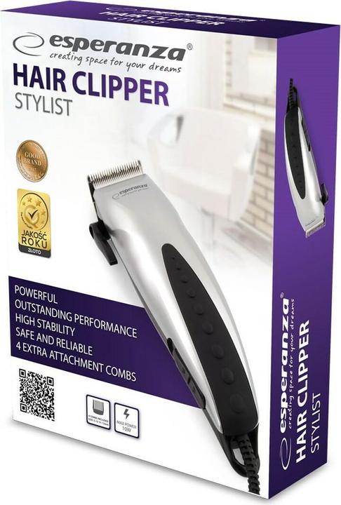 Actual product image Esperanza Shaver for cutting nza EBC003 Stylist silver colour