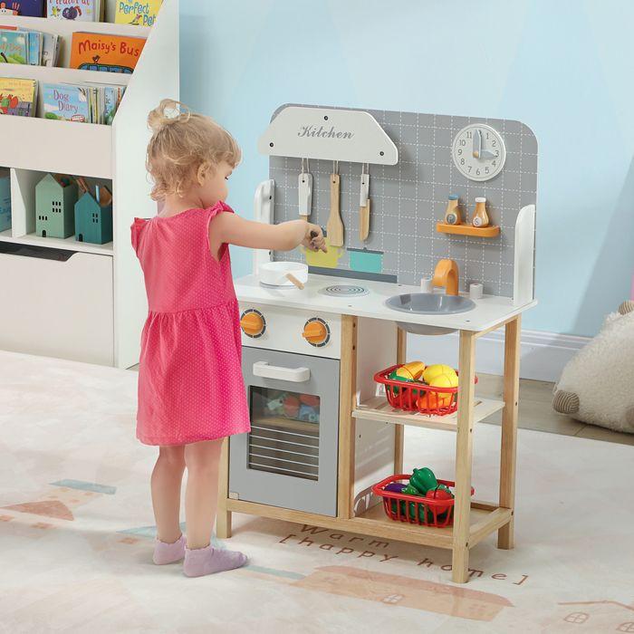 Produktbild Swisshandel24 Kinderküche Spielküche mit Herd, Ofen, Spüle, Uhr & Ablagen für 3-6 Jahre Grau
