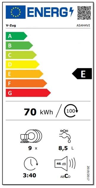 Energy Label V-Zug AdorinaSpülen V400 VS