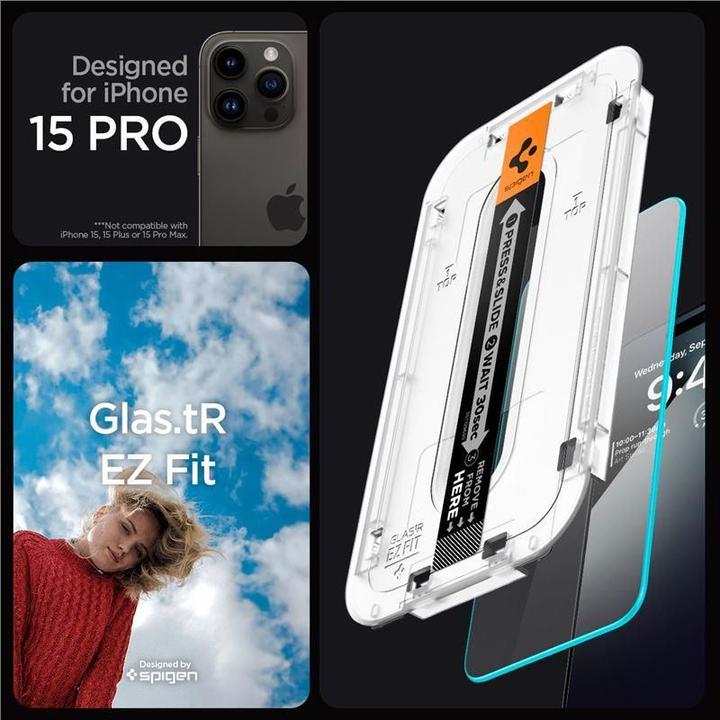 Actual product image Spigen Glas.TR EZ Fit (2 Piece, Apple iPhone 15 Pro)