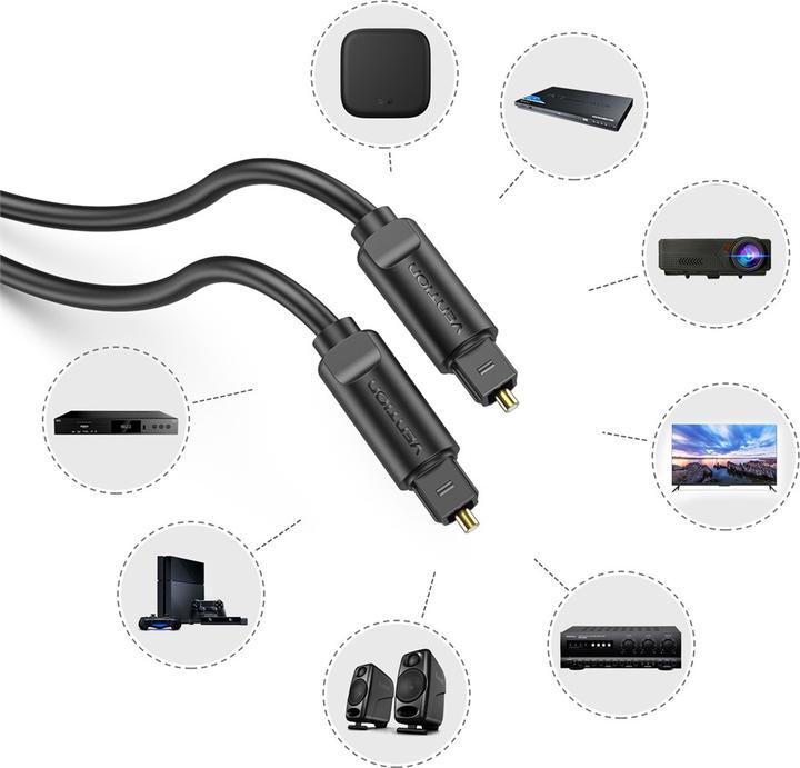 Produktbild Vention Glasfaser-Audiokabel Toslink, ST-ST, schwarz - 2m (2 m, Optisch)