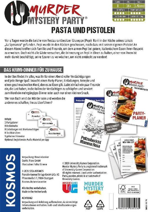 Productafbeelding Kosmos Murder Mystery Party - Pasta & Geweren (Duits)