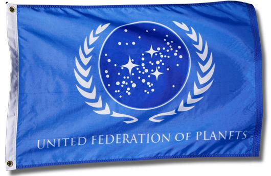 Produktbild Roddenberry Star Trek Flagge Vereinigte Föderation der Planeten blau (90 x 60 cm)