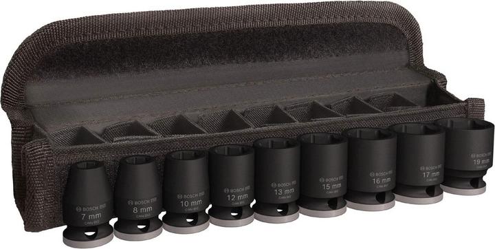 Bosch Professional Zubehör PRO Impact socket set, 3/8", standard, 9 pcs. (15 mm, 13 mm, 17 mm, 12 mm, 16 mm, 19 mm, 7 mm, 10 mm, 8 mm)