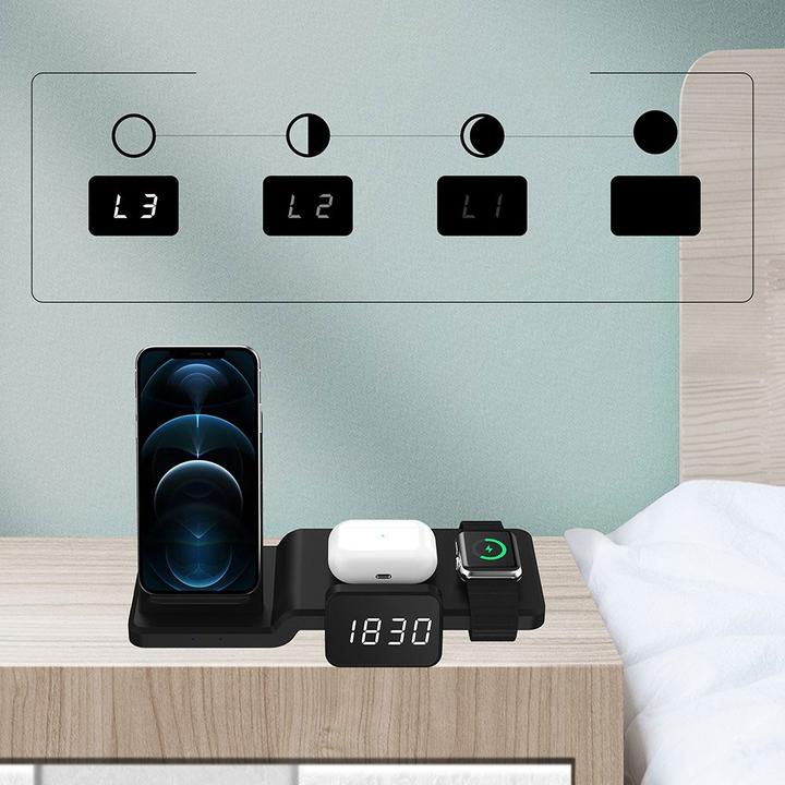 Produktbild Deltalabs Qi Fast Charging Ladegerät Dockingstation Apple Watch / Smartphone / AirPods (15 W)